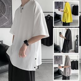 Men's T Shirts 2023 Short Sleeve Men's Trendy Loose Split T-Shirt Underlay Summer Half Simple Street Clothing Daily Casual Top