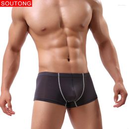 Underpants Soutong 2023 Shorts Men 4Pcs/lot Underwear Boxers Ice Silk Boxer Smooth Cueca Cool Sexy St29