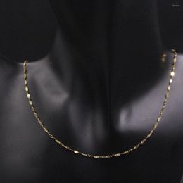 Chains Real 18K Yellow Gold Chain For Women Female 1.8mmW Clover Necklace 16inch Length Stamp Au750