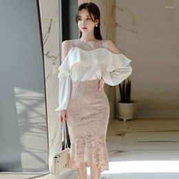 Work Dresses Arrival Fashion Women Sets Summer Office Lady Casual Off Shoulder Sexy Shirt And Slim Skirt Style Two Piece