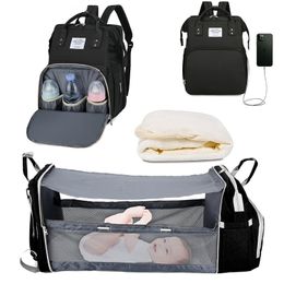 Diaper Bags Portable Crib Nappy Backpack Bag Mummy Large Maternity For Baby Multifunction Waterproof Outdoor Travel 230615