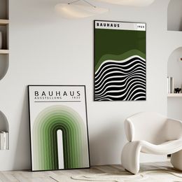 Paintings Sage Green Bauhaus Abstract Geometric Exhibition Wall Art Canvas Painting Nordic Posters Prints Pictures Living Room Decor 230615