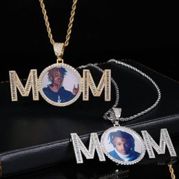 Pendant Necklaces Hip Hop Customize Letters Po Necklace Bling Memorial Frame Medal Gift Drop Delivery Jewelry Pendants Dhual