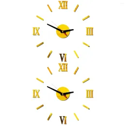 Wall Clocks 2 PCS Number Stickers English Clock Classroom Office British Framless Golden