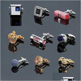 Cuff Links French Mens Shirt Metal Brass Enamel Cufflinks Crown Crystal Diamond For Men Fashion Jewellery Will And Sandy Drop Delivery Dhcxg