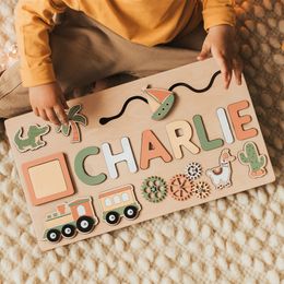 3D Puzzles Personalised Custom First Name Wooden Puzzle Educational Toys For Toddlers Early Learning Gifts Kids Baby Toy Boy girl Gift 230616