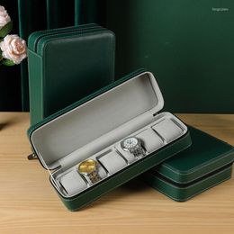 Jewellery Pouches Green Watch Box Cases 6/10/12 Slot PU Leather Portable Travel Zipper Multi-Functional Watches And Storage