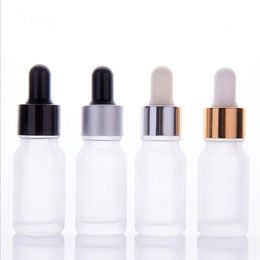 200pcs 15ml 20ml 30ml Refillable bottle Cylinder Frost Glass Pipette Dropper 1oz cylinderical Glass Drop Container Essential Oil Glgdf