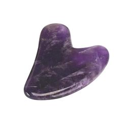 2021 Purple Amethyst Gemstone Scraping Board for Body Massage , Natural Crystal Guasha Board Anti-Wrinkle and Ageing Health Care Tool