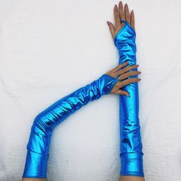 Five Fingers Gloves Fashion Patent Leather Coated Christmas Long Nightclub Dance Half Finger Sexy Women Halloween Punk Fingerless Mitten S219 230615