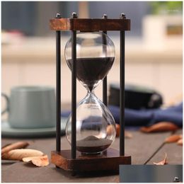 Other Clocks Accessories 15 Minutes Hourglass Sand Timer For Kitchen School Modern Wooden Hour Glass Sandglass Clock Timers Home D Dhvwo