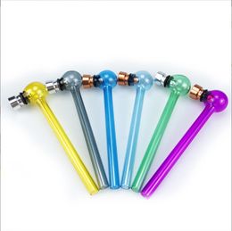 Smoking pipe Glass pipe with metal bowl detachable cleaning small pipe