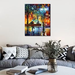 Modern Impression Canvas Art Sleeplessness Contemporary Oil Painting Street Handmade Restaurant Decor