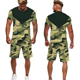 Men's Tracksuits 2023 Summer Men's Camouflage T-shirt/Shorts/Suit Short-Sleeved Street Style Sportswear T-shirt Shorts Casual Loose Fit