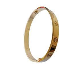 High version Straight stainless steel card C LOVE couple bracelet The fifth generation of carved screw position does not fadeH4GH