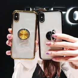 Luxury Plating Silicone With Ring Holder Cases Soft TPU Clear case For iPhone 14 13 12 11 pro 6 6S 7 8 Plus X XS MAX XR Transparent Cover Samsung S20 Note20