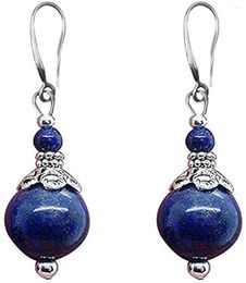 Dangle Earrings Double Lapis Lazuli Drop Natural Stone Round Bead For Women Fashion Jewellery Gift
