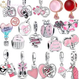 For pandora charms sterling silver beads Bracelet Pink Infinity Heart Wine Glass Flower charmes ciondoli