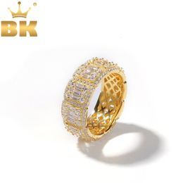 Solitaire Ring THE BLING KING 8mm10mm Baguettecz Cluster Ring Full Iced Bling Cubic Zirconia Mens Women Hiphop Rings Fashion Jewellery 230615