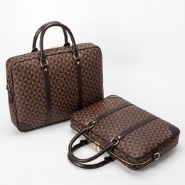 Handbag Women's Printed Business Professional Briefcase Large Capacity Contrast Colour File Bag Versatile Men's Laptop Case