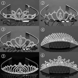 wedding crystal crown comb pearl sticks prom headband kids girl party events clear rhinestone tiaras sliver jewelry Christmas gift