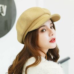 Berets Autumn Winter Hats for Women Solid Plain Octagonal Newsboy Cap Men Ladies Casual Wool Hat Winter Beret Women Painter Cap Z0613