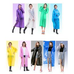 Adult Child Size Hooded EVA Rain Coat Unisex Waterproof Poncho Long Windproof Poncho Outdoor Hiking Transparent Raincoat Portable Rainwear No Disposable