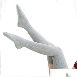 Socks Hosiery Knit Braid Over Knee Stockings Fashion Long Tube Boot Winter Leg Warmers Tights Women Clothing Drop Delivery Apparel Dh4Rz