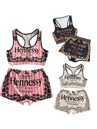 Women Two Piece Outfits Short Cami Top Short Pants Casual Printed Tracksuit Two-Piece Set Sexy 2pcs Summer Snack Short Suit Set