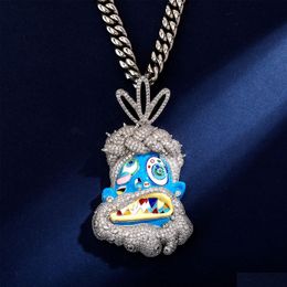 Pendant Necklaces Colorf Hip Hop Necklace With Zircon Bling For Men Enamel Jewellery Rap Fans Drop Delivery Pendants Dhidz