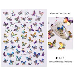 2020 Newest nail simulation laser butterfly stickers 3D stickers waterproof cute butterfly nail stickers