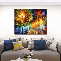 Contemporary Canvas Wall Art Romantic Night Handcrafted Landscape Painting New House Decor