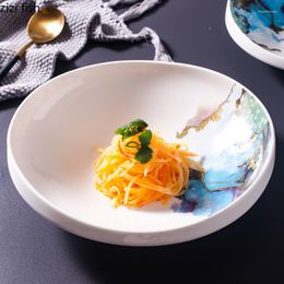 Plates Ceramic Fruit Salad Plate Shaped Tableware Soup Basins Ramen Pasta Bowls Household Desserts Pastry Trays Vegetable