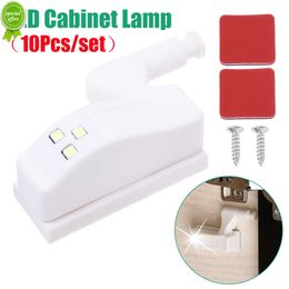 New 10Pcs LED Under Cabinet Light Self Adhesive Wardrobe Cupboard Inner Hinge Sensor Lamp Battery Powered Kitchen Closet Night Light