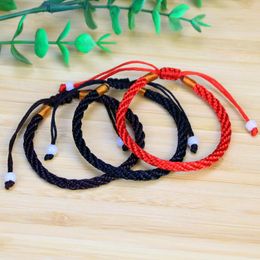 Charm Bracelets Lucky Handmade Braided Adjustable Bracelet Red Black Thread For Women Men Couple Lover Wealth Jewellery Gifts