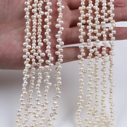 Chains Wholesale Natural White A/ Grade 3.5-4mm Rice Shape Freshwater Pearl Strand