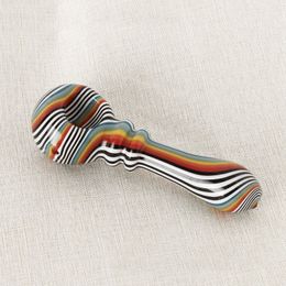 Cool Colorful Heady Groovy Thick Glass Pipes Portable Dry Herb Tobacco Filter Spoon Bowl Smoking Bong Holder Waterpipe Hand Holder Tube