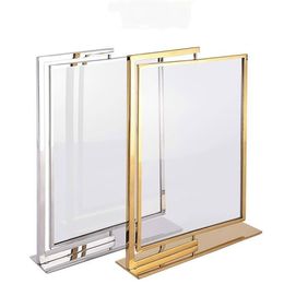 Bathroom Shelves 360 Degree Rotation A4 Double sided Poster Rack Cafe Table Sign Advertising Promotion Desk Display Stand Metal 230615