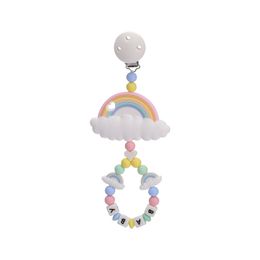 Baby Teethers Toys 1pcs Bite Silicone Pacifier Chains Rainbow Clouds Cartoon Teething Chain Teether Soother Chew Dummy Clip Nipple Holder 230615