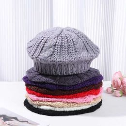 Berets Winter Warm Vintage Ribbed French Artist Cap Painter Hat Knitted Cap Beret Hat Z0616