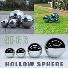 Decorative Objects Figurines 4Pcs Stainless Steel Mirror Sphere Silver Gazing Balls Garden Spheres 10 15 20CM Home el Ornament Decoration 230615
