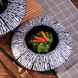 Plates Ceramic Dinner Plate Restaurant Creative Irregular Texture Thick Soup Pasta Dessert Salad Circular Tableware