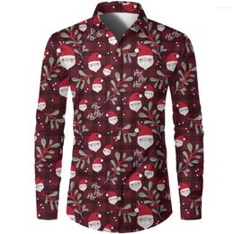 Men's Casual Shirts Hawaiian Men'S Christmas Series Cartoon Pattern Printing Fashion Shirt 3d Digital Lapel Button Festive Style