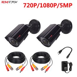 Toy Cameras 1080P 1920P AHD Security Camera 2PCS 2MP5MP Bullet Kit Outdoor Weatherproof Housing 66ft Night Vision IR CCTV Video 230616