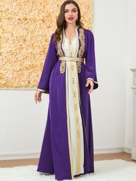 Ethnic Clothing Turkey Muslim Abaya Dress Women Morocco Kaftan 2 Piece Set Eid Ramadan Party Dresses Dubai Abayas Belted Maxi Vestdios 2023