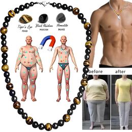 Chains Hematite Energy Beaded Necklaces Men Fashion Slimming Women For Magnetic Health Care Loss Weight Protection Jewellery