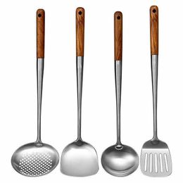 Cookware Parts Kitchen Utensils Wok Spatula Iron and Ladle Tool Set for Stainless Steel Cooking Equpment Accessories Essentials 230616