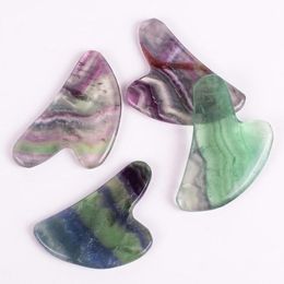 Natural Crystal Massage Comb Butterfly Shape Fluorite Stone Gua Sha Massage Head Face Body SPA Acupuncture Guasha Board Health Care