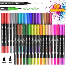 Markers 12 24 36 Colour Felt Tip Pens Watercolour Marker Pen Double Art Colouring Pens Fine Tip Brush Markers for Adult Students Drawing 230615