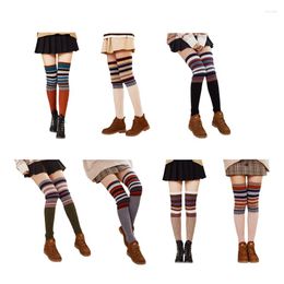 Women Socks Winter Warm Fashion Striped High Knee Boot Cuffs Girls Gift Gaiters Leggings Warmer Stockings